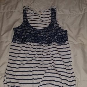 Lacy and Stripes tank top blue and white color